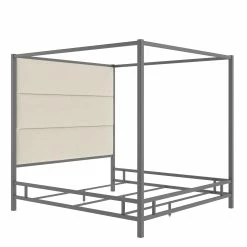 Buy ✔️ Evie Black Nickel Metal Canopy Bed With Linen Panel Headboard By INSPIRE Q Bold Grey 👍 28 Buy ✔️ Evie Black Nickel Metal Canopy Bed With Linen Panel Headboard By INSPIRE Q Bold Grey 👍 -iNSPIRE Q shop Evie Black Nickel Metal Canopy Bed with Linen Panel Headboard by iNSPIRE Q Bold 13