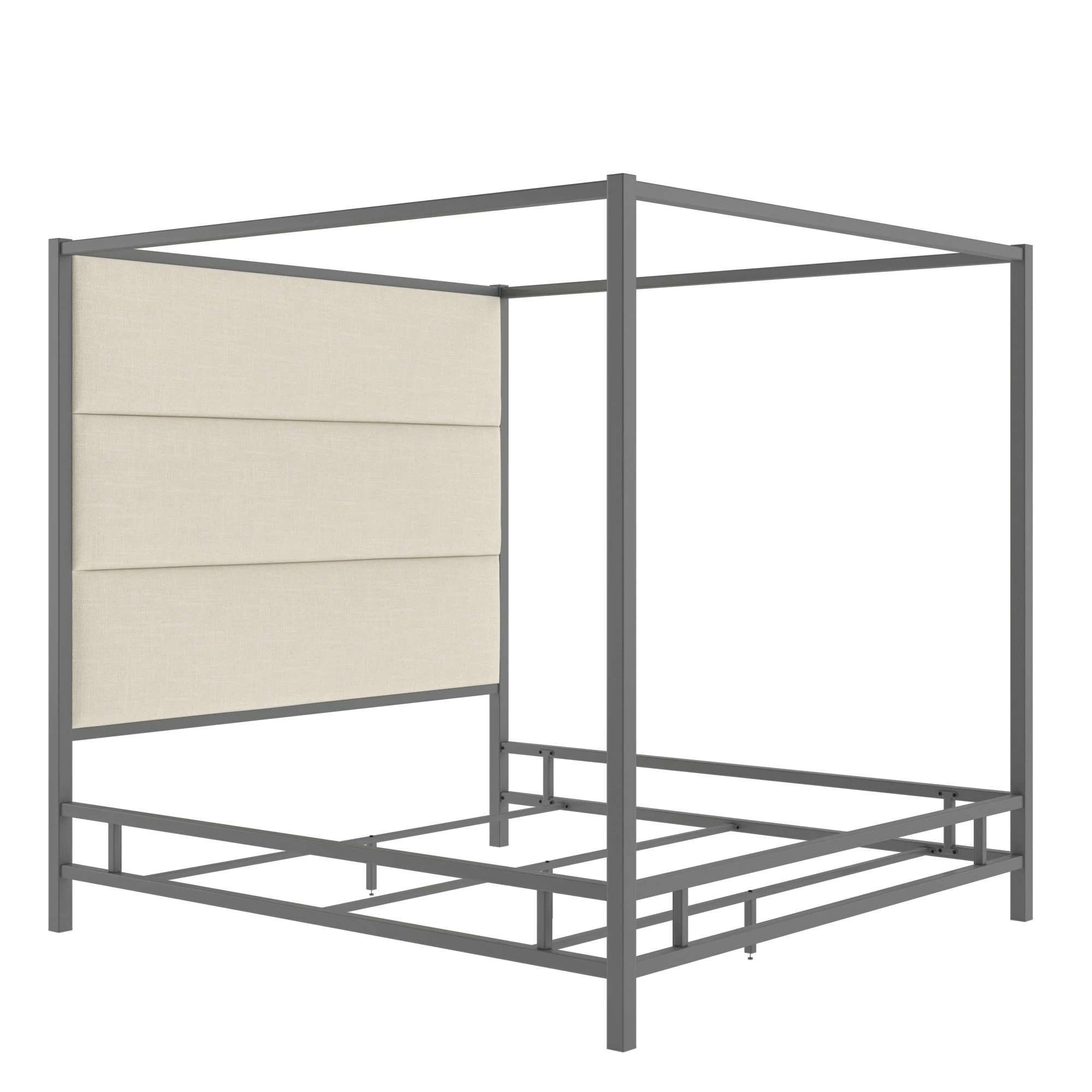 Buy ✔️ Evie Black Nickel Metal Canopy Bed With Linen Panel Headboard By INSPIRE Q Bold Grey 👍 14 Buy ✔️ Evie Black Nickel Metal Canopy Bed With Linen Panel Headboard By INSPIRE Q Bold Grey 👍 - Image 14