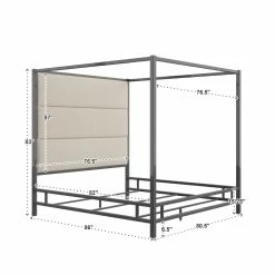 Buy ✔️ Evie Black Nickel Metal Canopy Bed With Linen Panel Headboard By INSPIRE Q Bold Grey 👍 29 Buy ✔️ Evie Black Nickel Metal Canopy Bed With Linen Panel Headboard By INSPIRE Q Bold Grey 👍 -iNSPIRE Q shop Evie Black Nickel Metal Canopy Bed with Linen Panel Headboard by iNSPIRE Q Bold 14