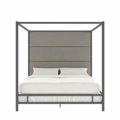 Buy ✔️ Evie Black Nickel Metal Canopy Bed With Linen Panel Headboard By INSPIRE Q Bold Grey 👍 19 Buy ✔️ Evie Black Nickel Metal Canopy Bed With Linen Panel Headboard By INSPIRE Q Bold Grey 👍 -iNSPIRE Q shop Evie Black Nickel Metal Canopy Bed with Linen Panel Headboard by iNSPIRE Q Bold 4