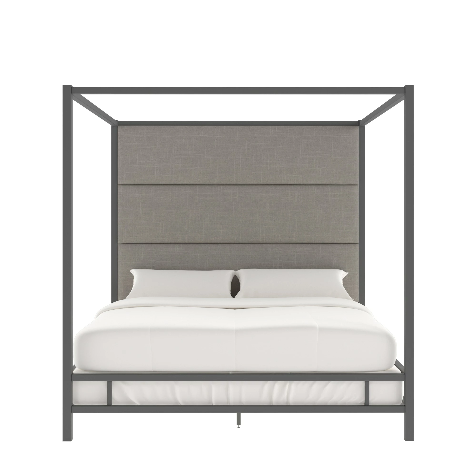 Buy ✔️ Evie Black Nickel Metal Canopy Bed With Linen Panel Headboard By INSPIRE Q Bold Grey 👍 5 Buy ✔️ Evie Black Nickel Metal Canopy Bed With Linen Panel Headboard By INSPIRE Q Bold Grey 👍 - Image 5