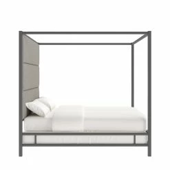 Buy ✔️ Evie Black Nickel Metal Canopy Bed With Linen Panel Headboard By INSPIRE Q Bold Grey 👍 20 Buy ✔️ Evie Black Nickel Metal Canopy Bed With Linen Panel Headboard By INSPIRE Q Bold Grey 👍 -iNSPIRE Q shop Evie Black Nickel Metal Canopy Bed with Linen Panel Headboard by iNSPIRE Q Bold 5