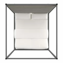 Buy ✔️ Evie Black Nickel Metal Canopy Bed With Linen Panel Headboard By INSPIRE Q Bold Grey 👍 22 Buy ✔️ Evie Black Nickel Metal Canopy Bed With Linen Panel Headboard By INSPIRE Q Bold Grey 👍 -iNSPIRE Q shop Evie Black Nickel Metal Canopy Bed with Linen Panel Headboard by iNSPIRE Q Bold 7