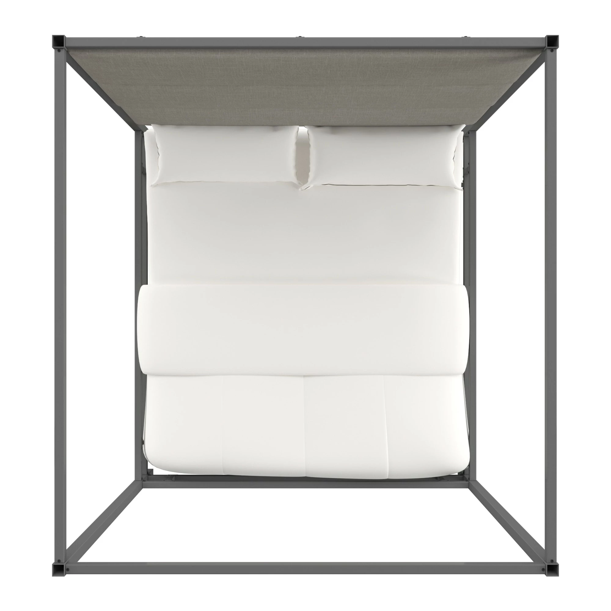 Buy ✔️ Evie Black Nickel Metal Canopy Bed With Linen Panel Headboard By INSPIRE Q Bold Grey 👍 8 Buy ✔️ Evie Black Nickel Metal Canopy Bed With Linen Panel Headboard By INSPIRE Q Bold Grey 👍 - Image 8