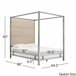 Buy ✔️ Evie Black Nickel Metal Canopy Bed With Linen Panel Headboard By INSPIRE Q Bold Grey 👍 23 Buy ✔️ Evie Black Nickel Metal Canopy Bed With Linen Panel Headboard By INSPIRE Q Bold Grey 👍 -iNSPIRE Q shop Evie Black Nickel Metal Canopy Bed with Linen Panel Headboard by iNSPIRE Q Bold 8