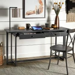 Budget 🎉 Frazer 2-Drawer Desk With Power Outlet By INSPIRE Q Classic Brown 🔥