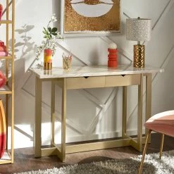 Wholesale 😀 Frazer 2-Drawer Faux Marble Top Desk With Power Outlet By INSPIRE Q Bold 🌟