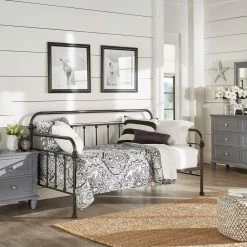 Deals 🥰 Giselle Antique Graceful Lines Iron Metal Daybed By INSPIRE Q Classic Grey 🔔