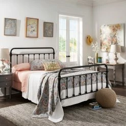 Coupon 👏 Giselle Victorian Iron Metal Bed By INSPIRE Q Classic Antique White 🔥