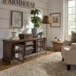 Flash Sale 😍 Gregor Brown Wire Brushed Finish TV Stand By INSPIRE Q Classic 60" Wide 🤩