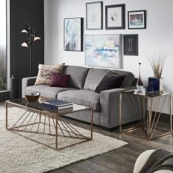 Budget 🌟 Hannah Rectangular Metal And Glass Top Table Set By INSPIRE Q Bold Champagne Gold ❤️