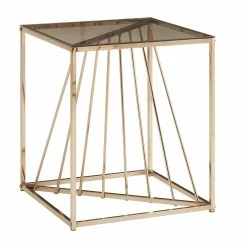 Budget 🌟 Hannah Rectangular Metal And Glass Top Table Set By INSPIRE Q Bold Champagne Gold ❤️ -iNSPIRE Q shop Hannah Rectangular Metal and Glass Top Table Set by iNSPIRE Q Bold 5