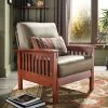 Coupon 🎉 Hills Mission-Style Oak Accent Chair By INSPIRE Q Classic Olive Microfiber 🔔