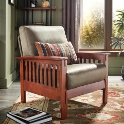Coupon 🎉 Hills Mission-Style Oak Accent Chair By INSPIRE Q Classic Olive Microfiber 🔔