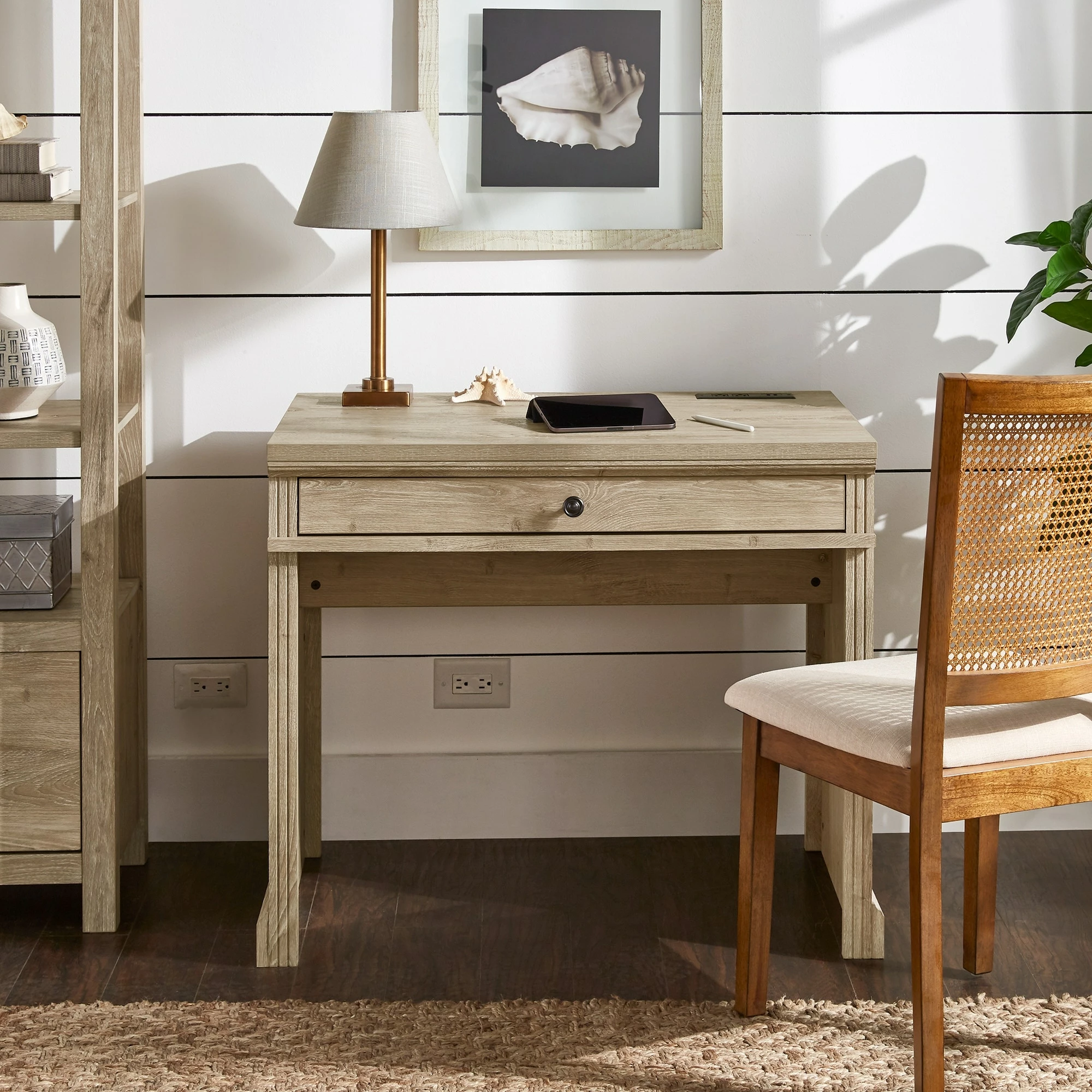 Top 10 🔥 Hinesburg 35 In. Writing Desk With USB Charger By INSPIRE Q Classic Light Ash Desk And Bookcases 🛒 - Image 2