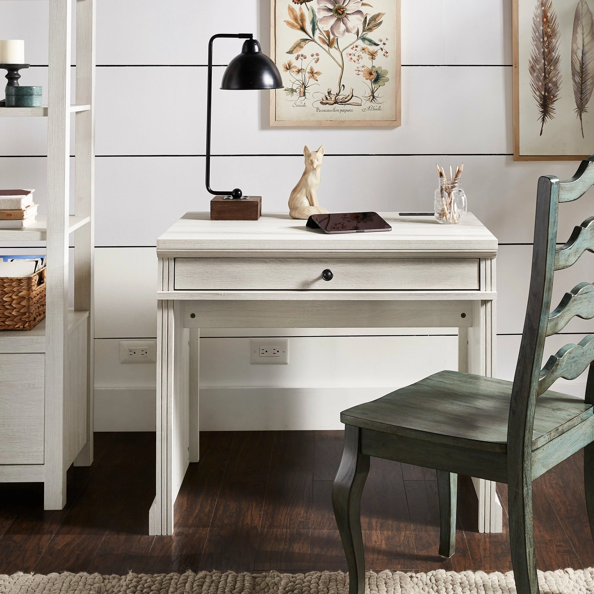 Top 10 🔥 Hinesburg 35 In. Writing Desk With USB Charger By INSPIRE Q Classic Light Ash Desk And Bookcases 🛒 - Image 8