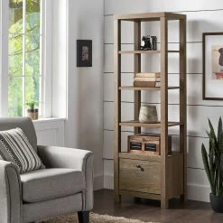 Budget 🌟 Hinesburg 4-tier/5-tier Adjustable Bookshelf With Drawer By INSPIRE Q Classic Antique White 🔥