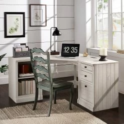 Budget 😍 Hinesburg 40 In. Corner Desk With USB Chargers And 3-drawer File Cabinet By INSPIRE Q Classic Light Ash 🎁