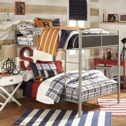 New 👍 Jakob Contemporary Grey And Black Metal Bunk Bed By INSPIRE Q Junior ❤️