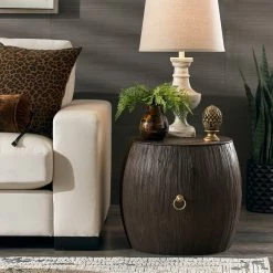 Cheapest ๐ฅฐ Jaune Reclaimed Wood And Gold Ring Wine Barrel End Table By INSPIRE Q Artisan Natural ๐