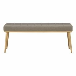 Hot Sale ✨ Jose Gold Finish Fabric Dining Bench By INSPIRE Q Modern Grey 💯 -iNSPIRE Q shop Jose Gold Finish Fabric Dining Bench by iNSPIRE Q Modern 10
