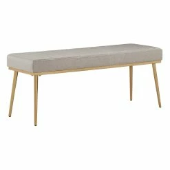 Hot Sale ✨ Jose Gold Finish Fabric Dining Bench By INSPIRE Q Modern Grey 💯 -iNSPIRE Q shop Jose Gold Finish Fabric Dining Bench by iNSPIRE Q Modern 2