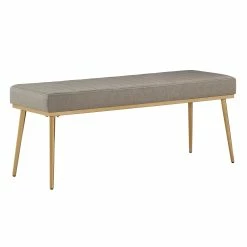 Hot Sale ✨ Jose Gold Finish Fabric Dining Bench By INSPIRE Q Modern Grey 💯 -iNSPIRE Q shop Jose Gold Finish Fabric Dining Bench by iNSPIRE Q Modern 3
