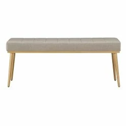 Hot Sale ✨ Jose Gold Finish Fabric Dining Bench By INSPIRE Q Modern Grey 💯 -iNSPIRE Q shop Jose Gold Finish Fabric Dining Bench by iNSPIRE Q Modern 4