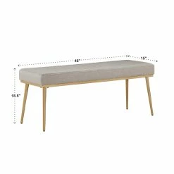 Hot Sale ✨ Jose Gold Finish Fabric Dining Bench By INSPIRE Q Modern Grey 💯 -iNSPIRE Q shop Jose Gold Finish Fabric Dining Bench by iNSPIRE Q Modern 9