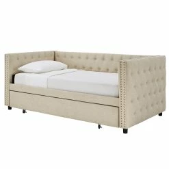 Flash Sale 🥰 Kahler Weave Fabric Daybed With Metal Slats By INSPIRE Q Classic Beige ⌛ -iNSPIRE Q shop Kahler Weave Fabric Daybed by iNSPIRE Q Classic 11