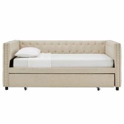 Flash Sale 🥰 Kahler Weave Fabric Daybed With Metal Slats By INSPIRE Q Classic Beige ⌛ -iNSPIRE Q shop Kahler Weave Fabric Daybed by iNSPIRE Q Classic 13