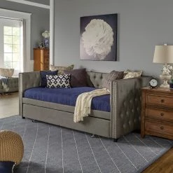 Flash Sale 🥰 Kahler Weave Fabric Daybed With Metal Slats By INSPIRE Q Classic Beige ⌛ -iNSPIRE Q shop Kahler Weave Fabric Daybed by iNSPIRE Q Classic 3