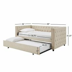 Flash Sale 🥰 Kahler Weave Fabric Daybed With Metal Slats By INSPIRE Q Classic Beige ⌛ -iNSPIRE Q shop Kahler Weave Fabric Daybed with Metal Slats by iNSPIRE Q Classic
