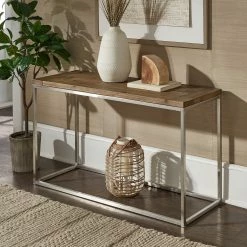 Deals ๐ Keenan Stainless Steel Rectangular Sofa Table By INSPIRE Q Modern - Sofa Table Brown ๐