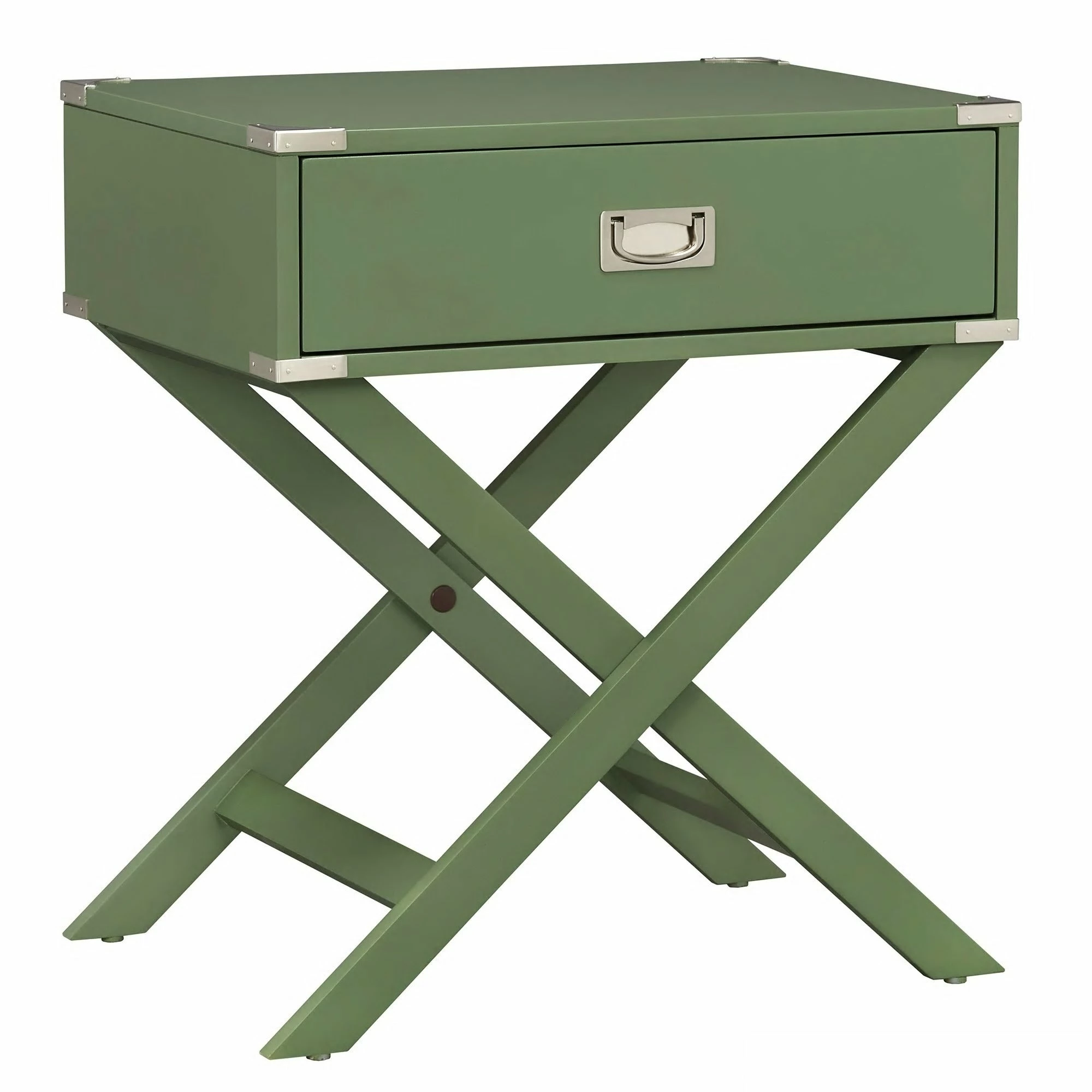 New 🤩 Kenton II X Base Wood Accent Campaign Table INSPIRE Q Modern Green Meadow 🎁 - Image 6