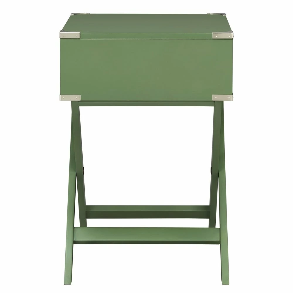 New 🤩 Kenton II X Base Wood Accent Campaign Table INSPIRE Q Modern Green Meadow 🎁 - Image 9