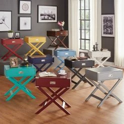 Wholesale 👏 Kenton X Base Wood Accent Campaign Table By INSPIRE Q Bold Espresso ⌛