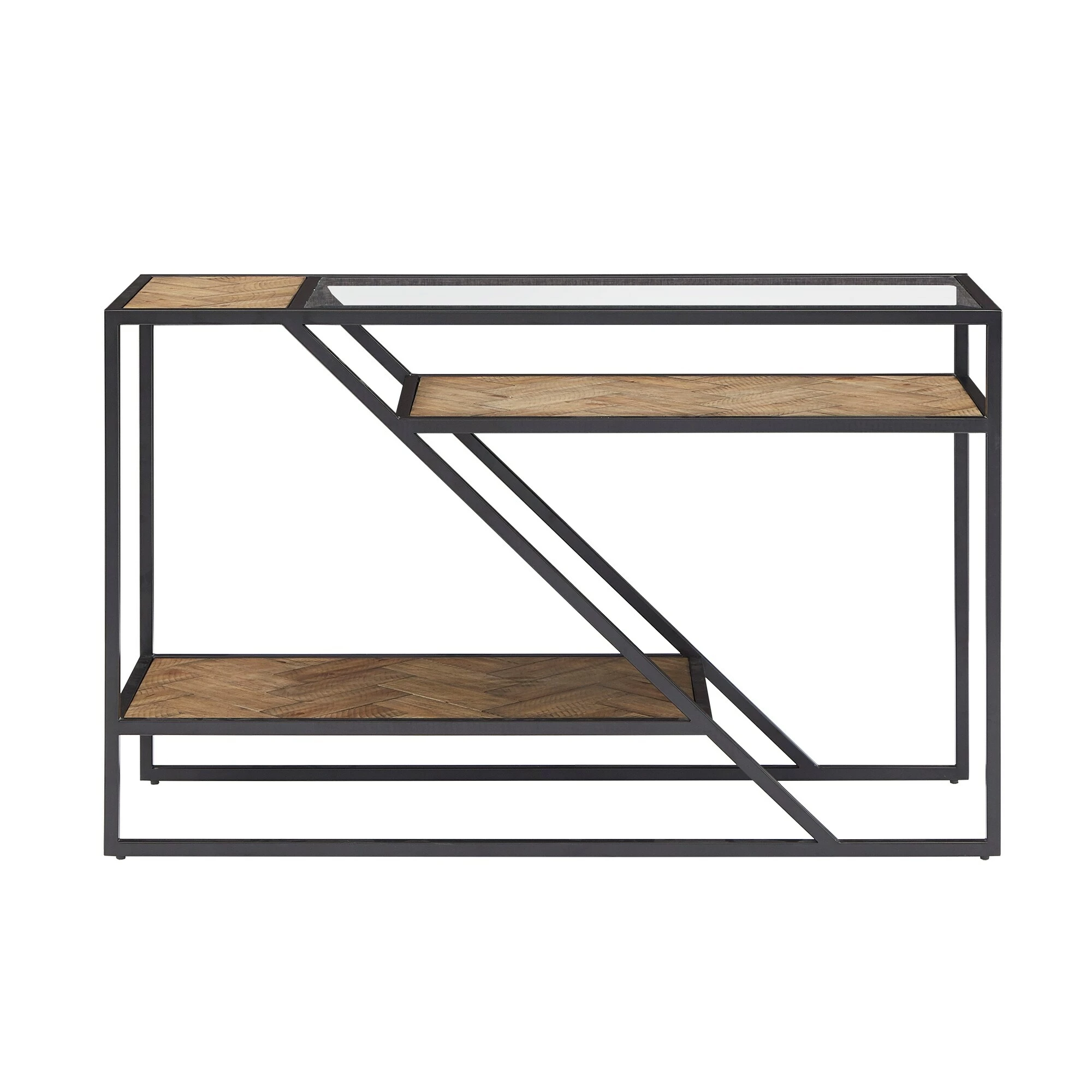 New ⭐ Kita Black Metal Parquet Wood And Glass Sofa Table By INSPIRE Q Modern - Sofa Table 🛒 3 New ⭐ Kita Black Metal Parquet Wood And Glass Sofa Table By INSPIRE Q Modern - Sofa Table 🛒 - Image 3