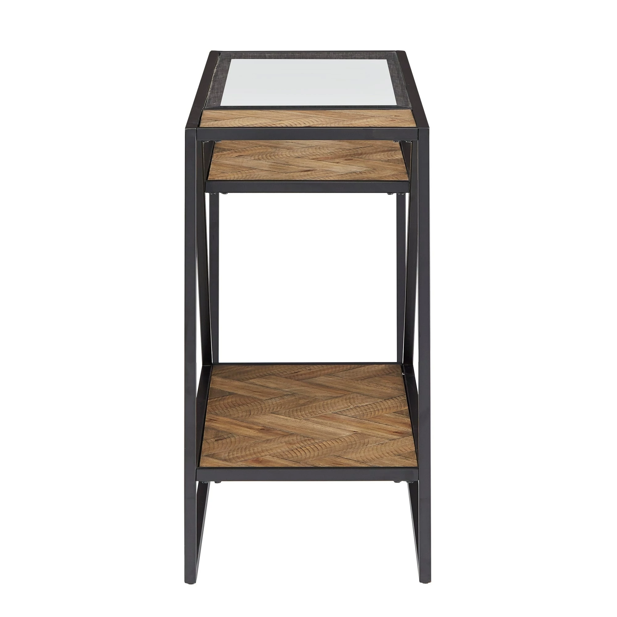 New ⭐ Kita Black Metal Parquet Wood And Glass Sofa Table By INSPIRE Q Modern - Sofa Table 🛒 5 New ⭐ Kita Black Metal Parquet Wood And Glass Sofa Table By INSPIRE Q Modern - Sofa Table 🛒 - Image 5