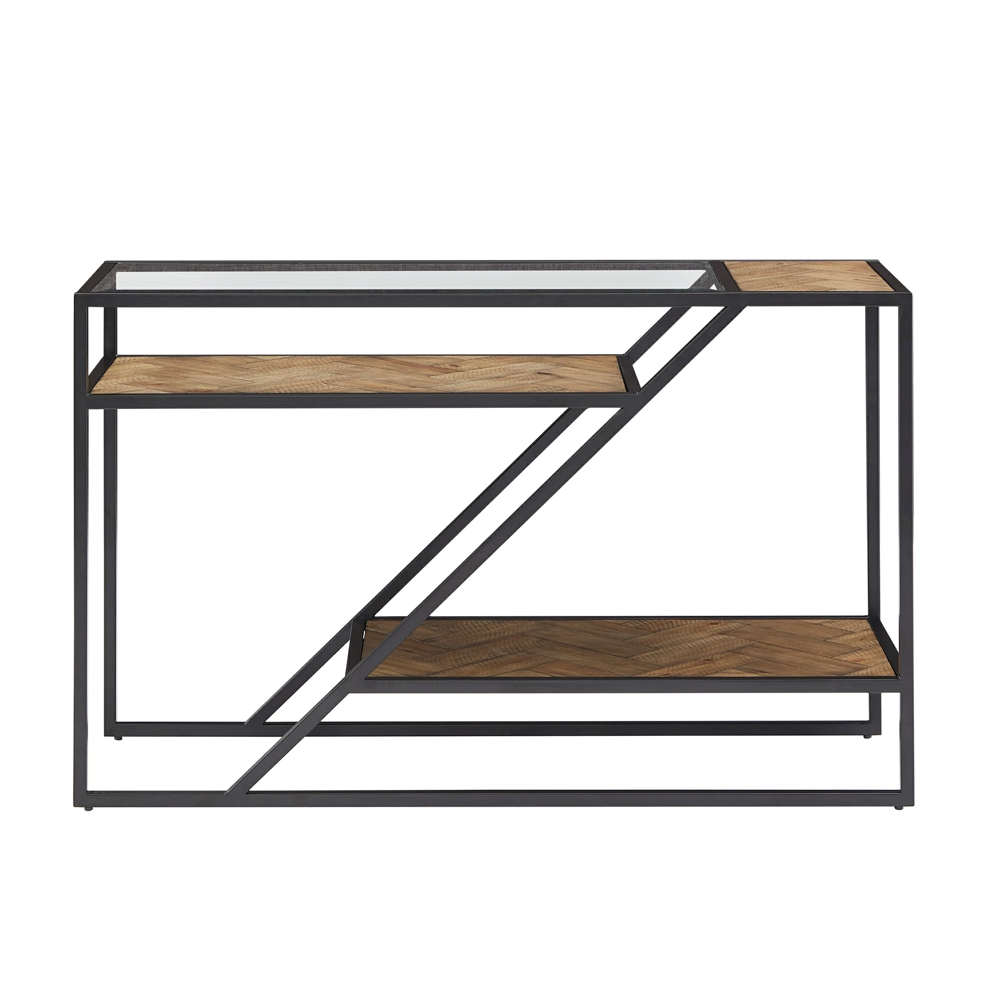 New ⭐ Kita Black Metal Parquet Wood And Glass Sofa Table By INSPIRE Q Modern - Sofa Table 🛒 6 New ⭐ Kita Black Metal Parquet Wood And Glass Sofa Table By INSPIRE Q Modern - Sofa Table 🛒 - Image 6