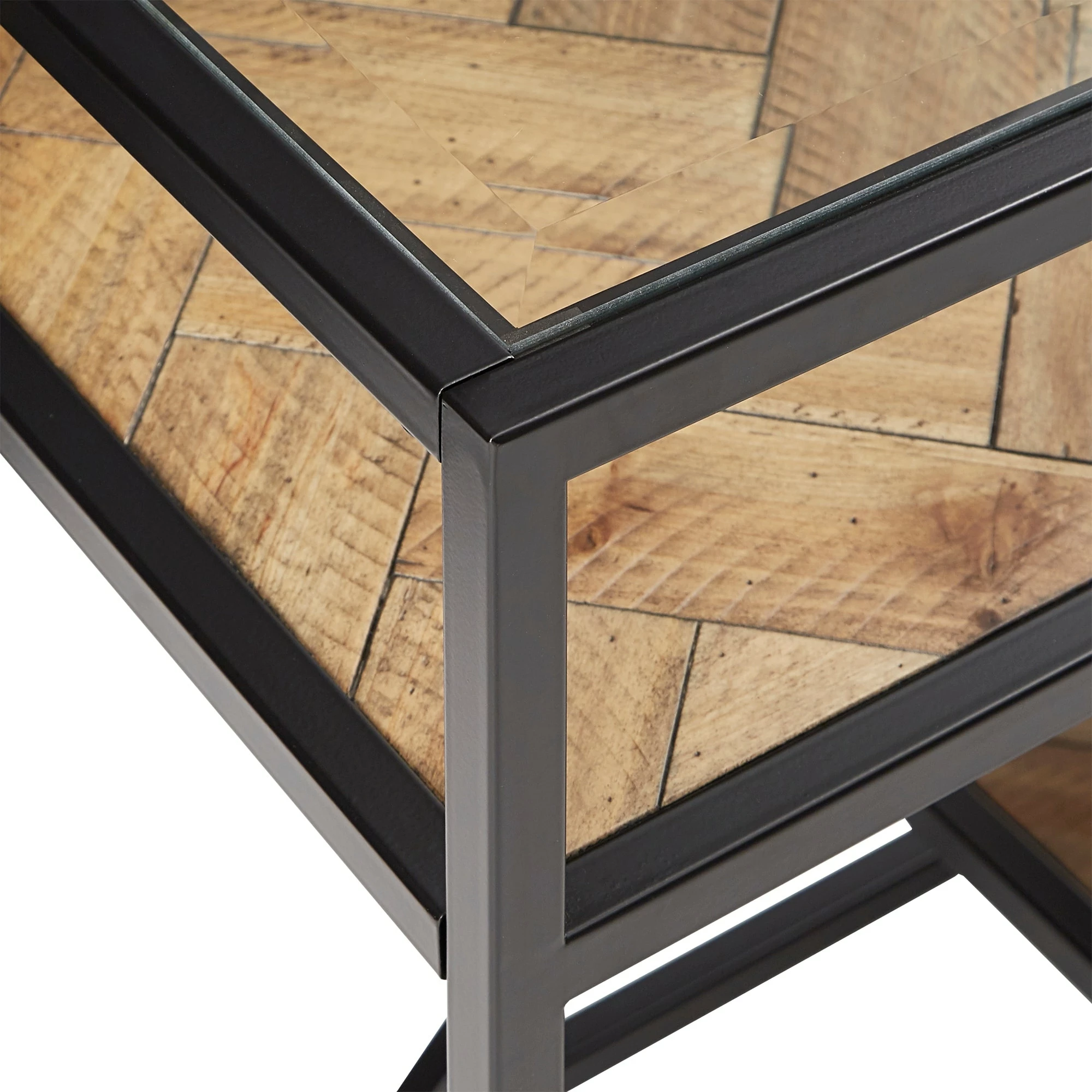 New ⭐ Kita Black Metal Parquet Wood And Glass Sofa Table By INSPIRE Q Modern - Sofa Table 🛒 8 New ⭐ Kita Black Metal Parquet Wood And Glass Sofa Table By INSPIRE Q Modern - Sofa Table 🛒 - Image 8