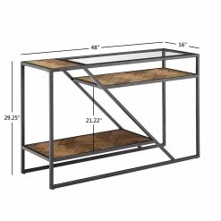 New ⭐ Kita Black Metal Parquet Wood And Glass Sofa Table By INSPIRE Q Modern - Sofa Table 🛒 17 New ⭐ Kita Black Metal Parquet Wood And Glass Sofa Table By INSPIRE Q Modern - Sofa Table 🛒 -iNSPIRE Q shop Kita Black Metal Parquet Wood and Glass Sofa Table by iNSPIRE Q Modern 8