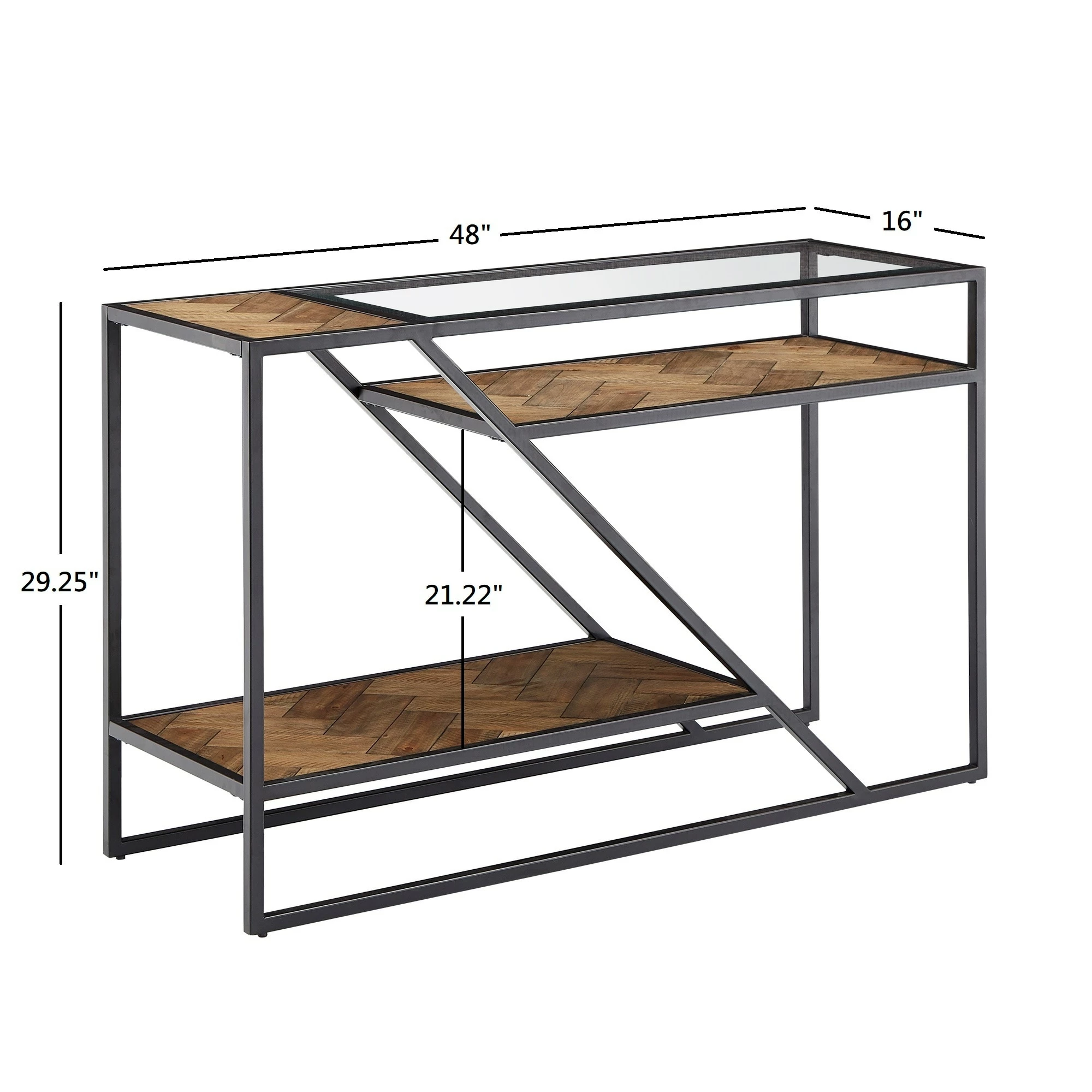 New ⭐ Kita Black Metal Parquet Wood And Glass Sofa Table By INSPIRE Q Modern - Sofa Table 🛒 9 New ⭐ Kita Black Metal Parquet Wood And Glass Sofa Table By INSPIRE Q Modern - Sofa Table 🛒 - Image 9