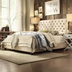 Promo 👍 Knightsbridge Beige Linen Rolled Top Tufted Chesterfield Platform Bed By INSPIRE Q Artisan 🎁 -iNSPIRE Q shop Knightsbridge Beige Linen Rolled Top Tufted Chesterfield Platform Bed by iNSPIRE Q Artisan 1afa65f1 7303 4aff b700 0e09c4b50a97 1000