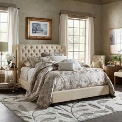 Promo 👍 Knightsbridge Beige Linen Rolled Top Tufted Chesterfield Platform Bed By INSPIRE Q Artisan 🎁 -iNSPIRE Q shop Knightsbridge Beige Linen Rolled Top Tufted Chesterfield Platform Bed by iNSPIRE Q Artisan 7f059474 418d 4b4e a71e 7f8df0607ec4 1000