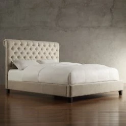 Promo 👍 Knightsbridge Beige Linen Rolled Top Tufted Chesterfield Platform Bed By INSPIRE Q Artisan 🎁 -iNSPIRE Q shop Knightsbridge Beige Linen Rolled Top Tufted Chesterfield Platform Bed by iNSPIRE Q Artisan b625f8be 8ffc 4a8c ac82 2d637746f2a8 1000