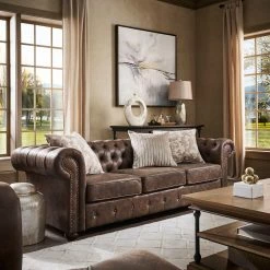 Best Pirce 🎉 Knightsbridge Tufted Chesterfield Sofa By INSPIRE Q Artisan Grey Polished Microfiber 😀