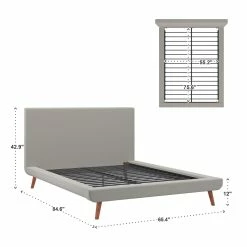 Deals 🥰 Laurencia Mid-Century Upholstered Platform Bed By INSPIRE Q Modern ⌛ -iNSPIRE Q shop Laurencia Mid Century Upholstered Platform Bed by iNSPIRE Q Modern 2