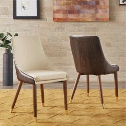 Cheapest 🧨 Leo Two-Tone Beige Dining Chairs (Set Of 2) By INSPIRE Q Modern ⌛
