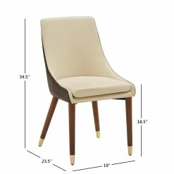 Cheapest 🧨 Leo Two-Tone Beige Dining Chairs (Set Of 2) By INSPIRE Q Modern ⌛ -iNSPIRE Q shop Leo Two Tone Faux Leather Upholstered Dining Chairs 28Set of 229 by iNSPIRE Q Modern 9
